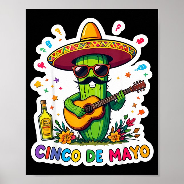 Cinco de mayo funny mexican cactus sunglassesCinco Poster (Front)