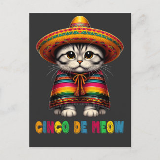  Cinco De Mayo Funny Mexican Cat Sombrero Meow Holiday Postcard