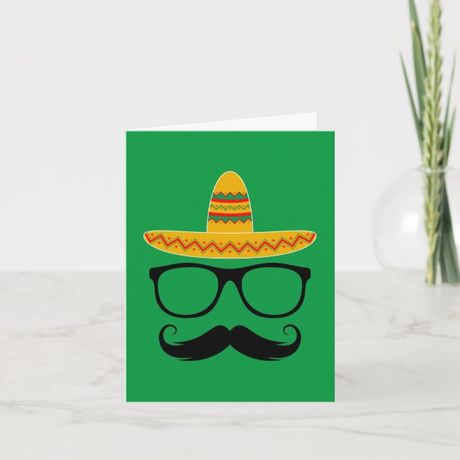 Cinco De Mayo Funny Party Sombrero Mustache Card (Front)