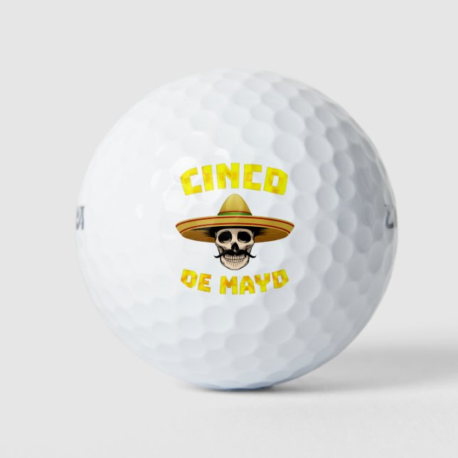 Cinco de Mayo Funny Skull Mexican  for Mexican Lov Golf Balls (Front)
