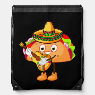 Cinco De Mayo Funny Tacosaurus Mexico Guitar  Drawstring Bag