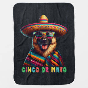 Cinco De Mayo German Shepherd With Poncho Sombrero Baby Blanket