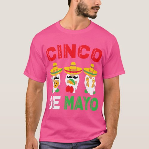 Cinco De Mayo Gnomes Sombreros Mexican Mexico Cele T_Shirt