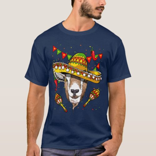 Cinco de Mayo Goat Mexican Lover Sombrero Goat  T_Shirt