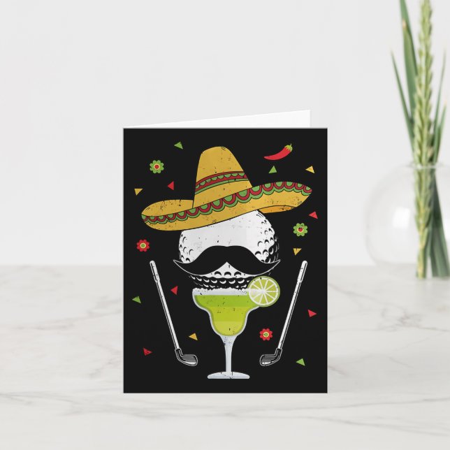 Cinco De Mayo Golf Byl With Sombrero And Margarita Card (Front)
