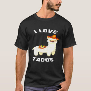Cinco De Mayo I Love Tacos Llama Sombrero Mustache T-Shirt