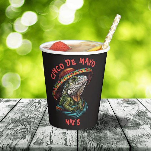 Cinco de Mayo Iguana Wearing Sombrero  Serape Paper Cups