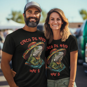 Cinco de Mayo Iguana Wearing Sombrero & Serape T-Shirt