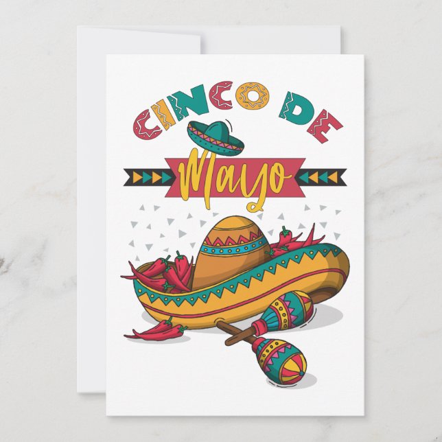 Cinco De Mayo Illustration, 1/2 Invitation (Front)