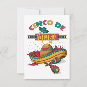 Cinco De Mayo Illustration, 1/2 Thank You Card