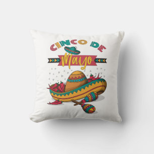 Cinco De Mayo Illustration, 1/2 Throw Pillow
