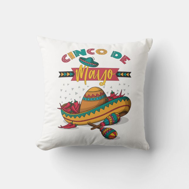Cinco De Mayo Illustration, 1/2 Throw Pillow (Front)
