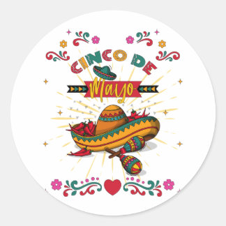 Cinco De Mayo Illustration, 2/2 Classic Round Sticker