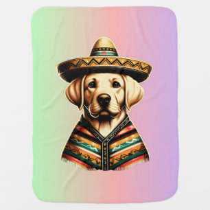 Cinco De Mayo Labrador Retriever Poncho Sombrero Baby Blanket