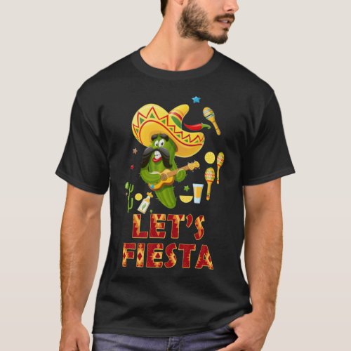 Cinco De Mayo Let_s Fiesta Cactus Sombrero Hat Gif T_Shirt