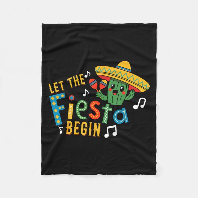 Cinco de mayo let the fiesta begin funny mexicanCi Fleece Blanket (Front)