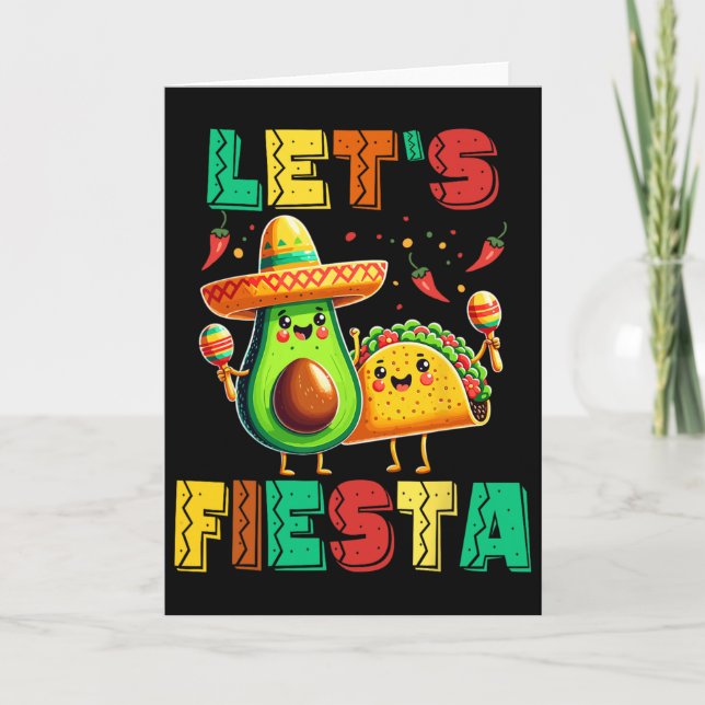 Cinco De Mayo Let's Fiesta Avocado And Tacos Cinco Card (Front)