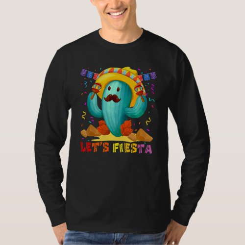 Cinco De Mayo  Lets Fiesta Cactus Sombrero Hat T_Shirt