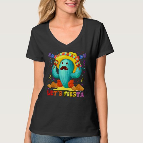 Cinco De Mayo Lets Fiesta Cactus Sombrero Hat T_Shirt