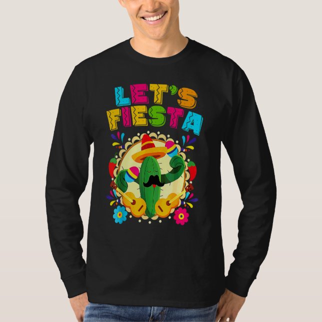 Cinco De Mayo  Lets Fiesta Cactus Sombrero Hat T-Shirt (Front)