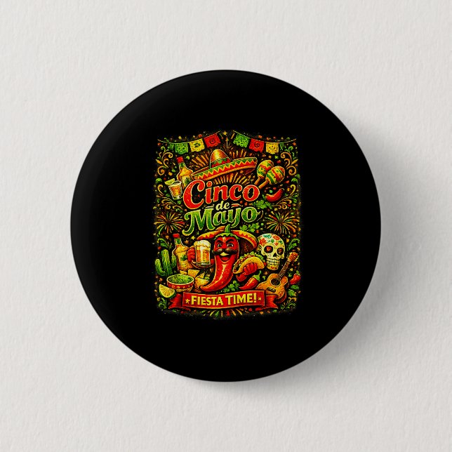 Cinco de mayo let's fiesta mexican party cinco deC Button (Front)