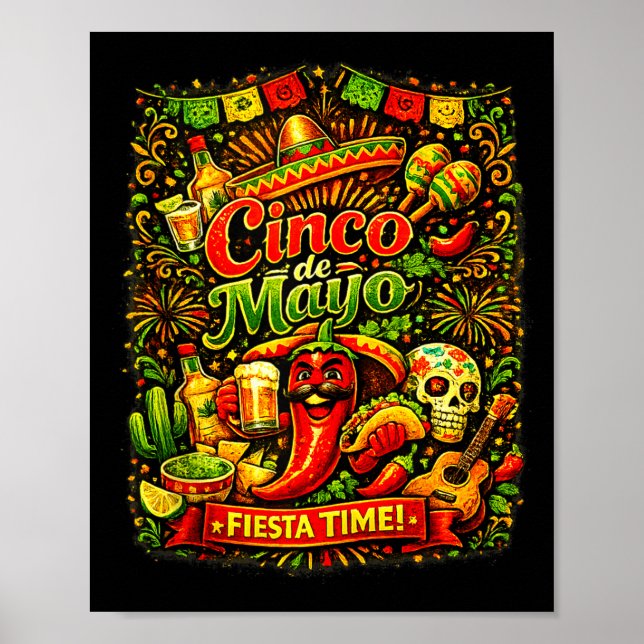 Cinco de mayo let's fiesta mexican party cinco deC Poster (Front)