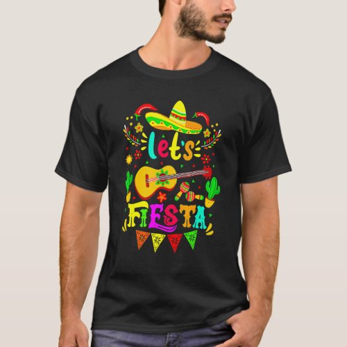 Cinco De Mayo Lets Fiesta Mexican Party Guitar Ca T_Shirt