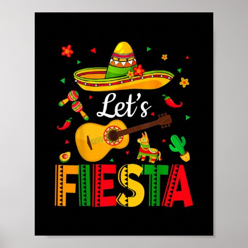 Cinco De Mayo Lets Fiesta Mexican Party Guitar Poster