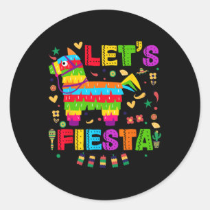 Cinco De Mayo Lets Fiesta Mexican Women Boys  Classic Round Sticker