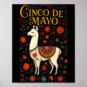 Cinco de mayo - llama party celebration art  poster
