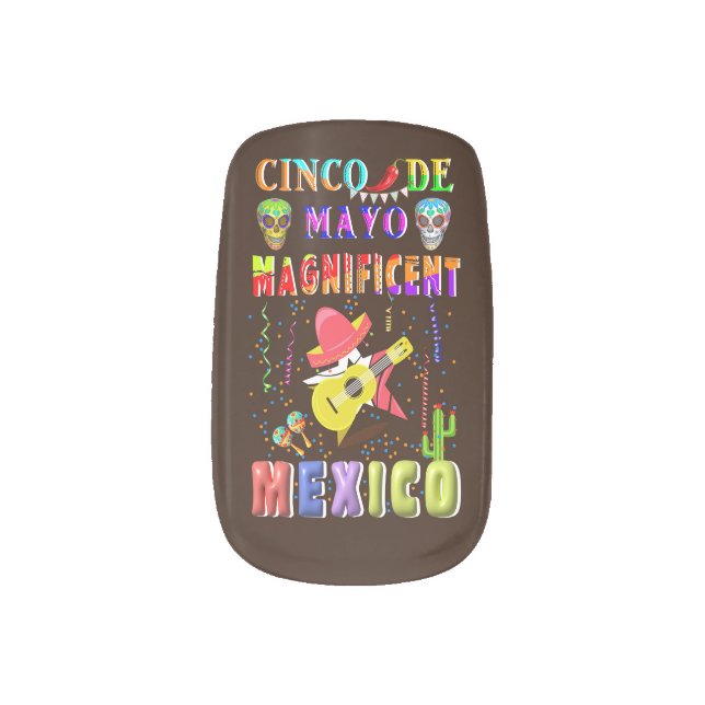 Cinco de Mayo Magnificent Mexico Minx Nail Art (Left Thumb)