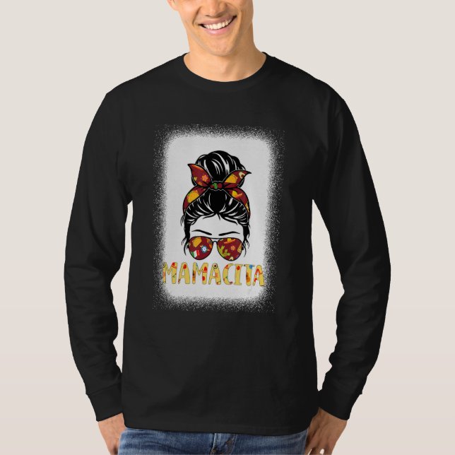 Cinco De Mayo Mamacita Messy Bun Glasses Mom Fiest T-Shirt (Front)