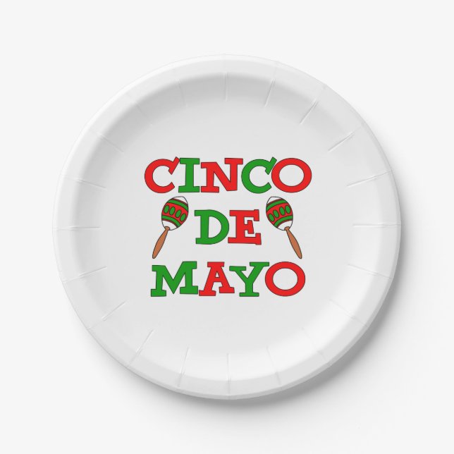 Cinco De Mayo Maracas Paper Plates (Front)