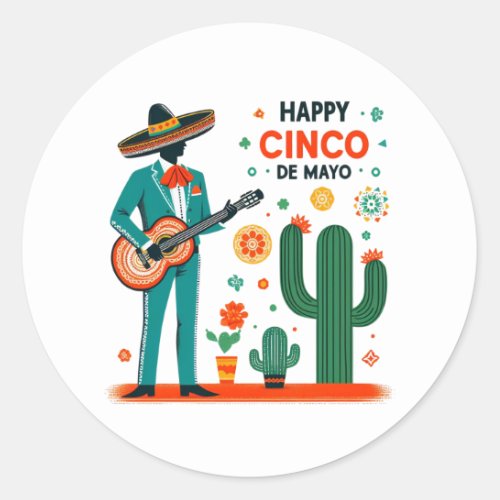 Cinco de mayo mariachi _ Mexican pride Classic Round Sticker