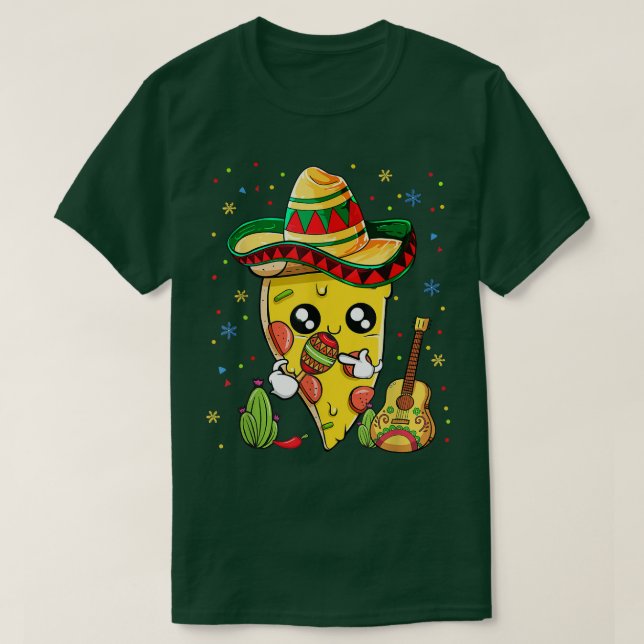 Cinco De Mayo  Meican Pizza Slice Funny Pizza Love T-Shirt (Design Front)