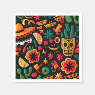 Cinco de Mayo. Mexican bright cartoon pattern Napkins