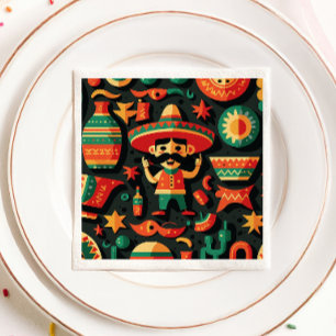 Cinco de Mayo. Mexican bright cartoon pattern Napkins