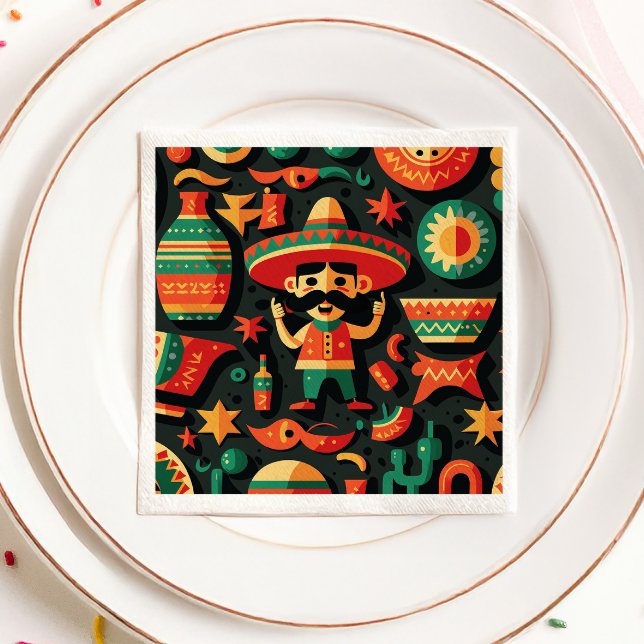 Cinco de Mayo. Mexican bright cartoon pattern Napkins (Creator Uploaded)