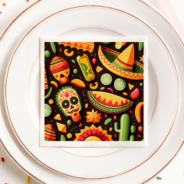 Cinco de Mayo. Mexican bright cartoon pattern Napkins (Creator Uploaded)