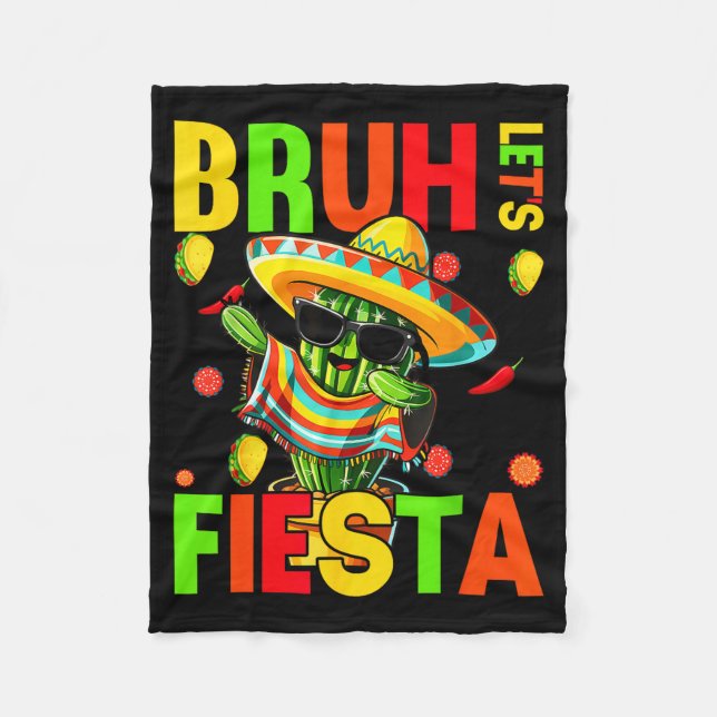 Cinco de mayo mexican cactus funny lets fiestaCinc Fleece Blanket (Front)