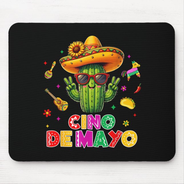 Cinco de mayo mexican cactus funny lets fiestaCinc Mouse Pad (Front)