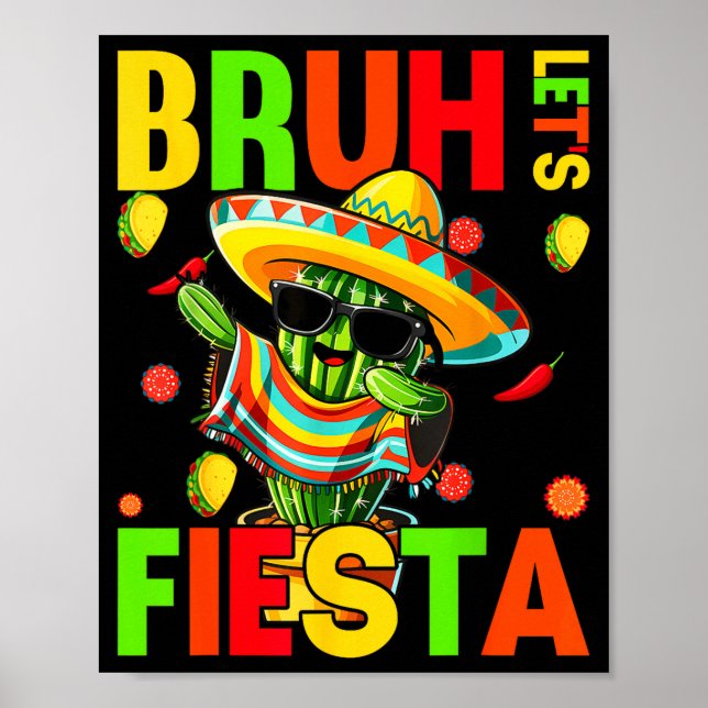 Cinco de mayo mexican cactus funny lets fiestaCinc Poster (Front)