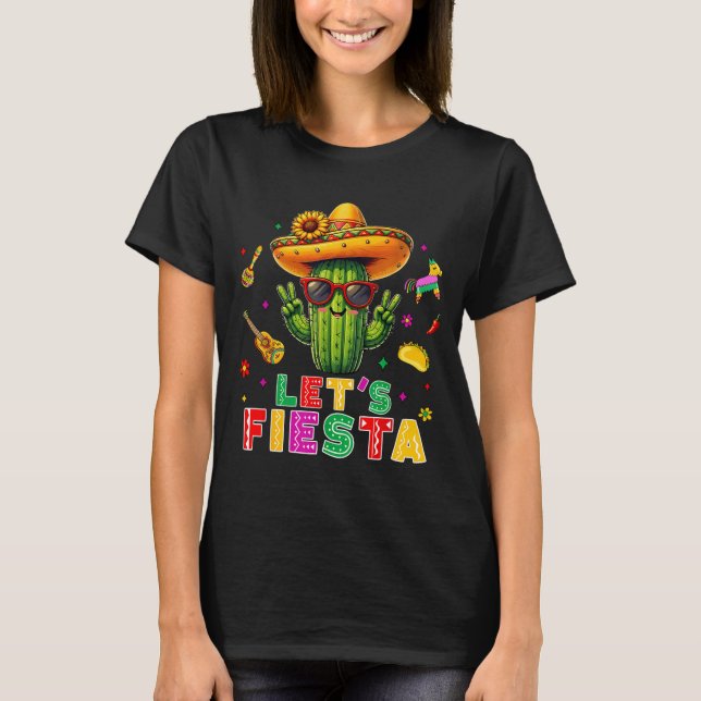 Cinco de mayo mexican cactus funny lets fiestaCinc T-Shirt (Front)