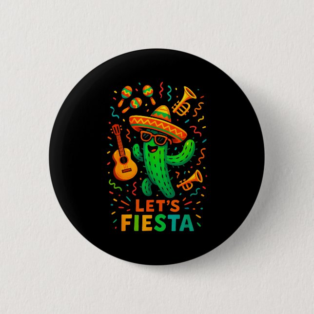 Cinco de mayo mexican cactus party funny letsCinco Button (Front)