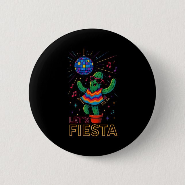 Cinco de mayo mexican cactus party funny letsCinco Button (Front)