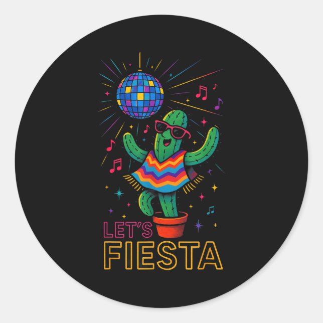 Cinco de mayo mexican cactus party funny letsCinco Classic Round Sticker (Front)