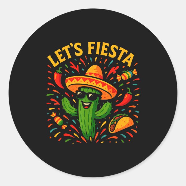 Cinco de mayo mexican cactus party funny letsCinco Classic Round Sticker (Front)