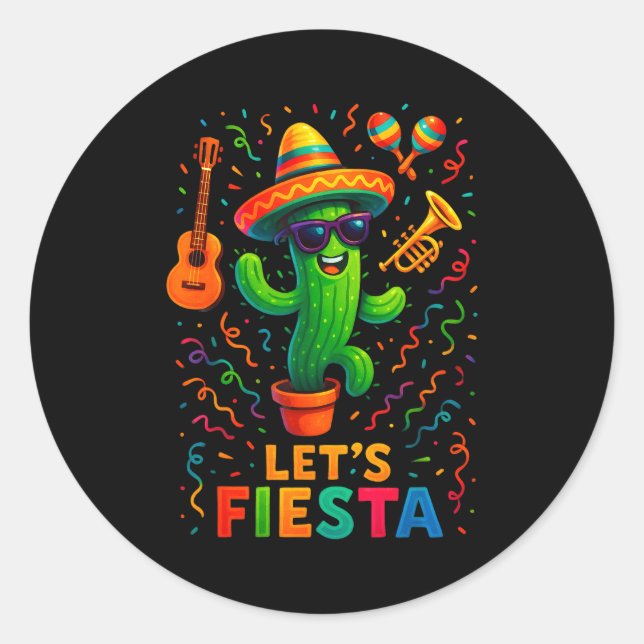 Cinco de mayo mexican cactus party funny letsCinco Classic Round Sticker (Front)