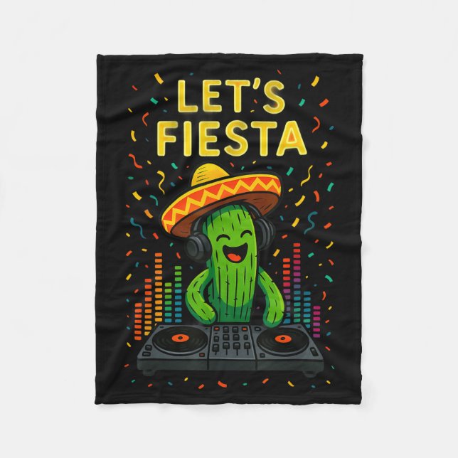 Cinco de mayo mexican cactus party funny letsCinco Fleece Blanket (Front)