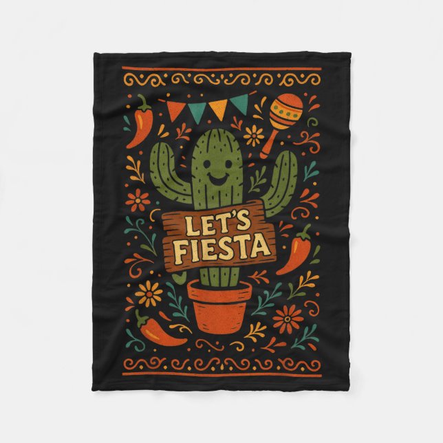 Cinco de mayo mexican cactus party funny letsCinco Fleece Blanket (Front)